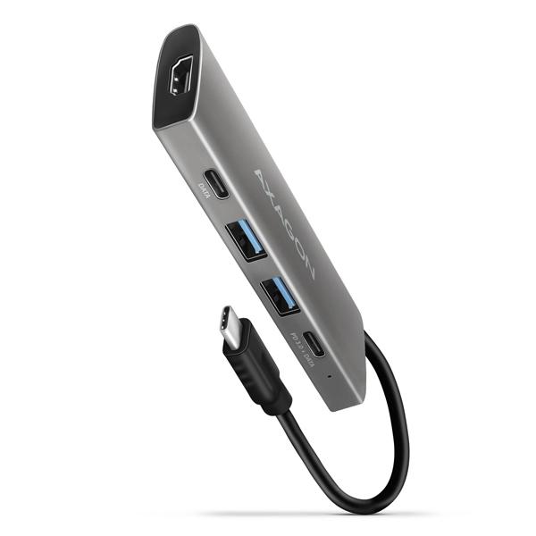 AXAGON HMC-5G21,  USB 10Gbps hub,  porty 2x USB-A,  2x USB-C,  HDMI 4k/ 30,  PD 60W,  kábel USB-C 13cm