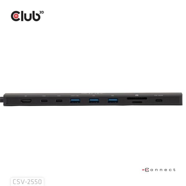 Club3D Dokovací stanice USB-C 10v1,  1xHDMI,  3xUSB-C,  3xUSB,  1xRJ45,  černá4