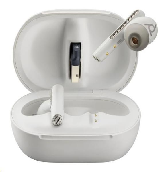 Poly Voyager Free 60+ MS Teams bluetooth headset,  BT700 USB-A adaptér,  dotykové nabíjecí pouzdro,  bílá1