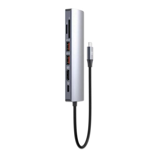 MANHATTAN Dokovací stanice USB-C 7v1,  1xHDMI,  1xUSB-C,  2xUSB,  1xRJ45,  čtečka SD karet,  šedá3