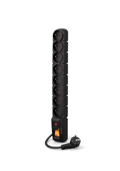 Acar S8 1.5m kabel,  8 zásuvek,  přepěťová ochrana,  černá