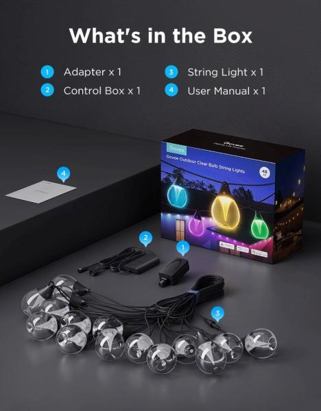 Govee RGBICW Smart zahradní řetěz 15 žárovek Matter6