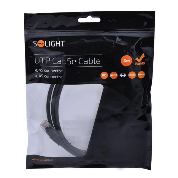 Solight UTP CAT.5E kabel, RJ45 konektor - RJ45 konektor, sáček, 3m1
