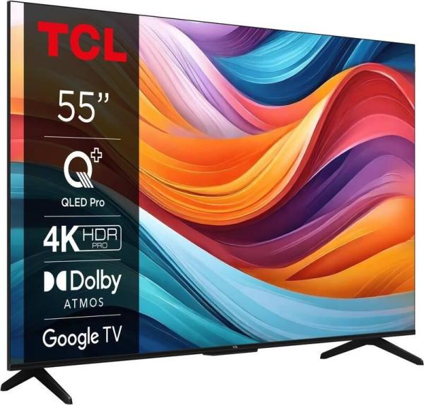 TCL 55T7B 55" TV,  4K Ultra HD,  QLED,  Google TV,  WiFi,  Bluetooth,  Direct LED,  Dolby Digital,  HDR,  Dolby Vision1