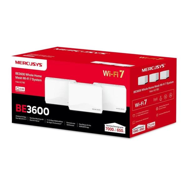MERCUSYS Halo H27BE(3-pack) WiFi7 Mesh (BE3600,2,4GHz/5GHz,1x2,5GbELAN/WAN,2xGbELAN/WAN)4