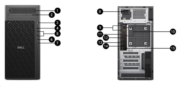 DELL PC Pro Max Tower T2 FCT2250/ 1500W/ TPM/ U7-265/ 16GB/ 512SSD/ Integrated/ vPro/ Kb/ Mouse/ W11 Pro/ 3Y PS NBD3