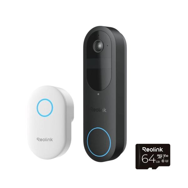 REOLINK bezpečnostní video zvonek D340B + Chime + 64GB microSD
