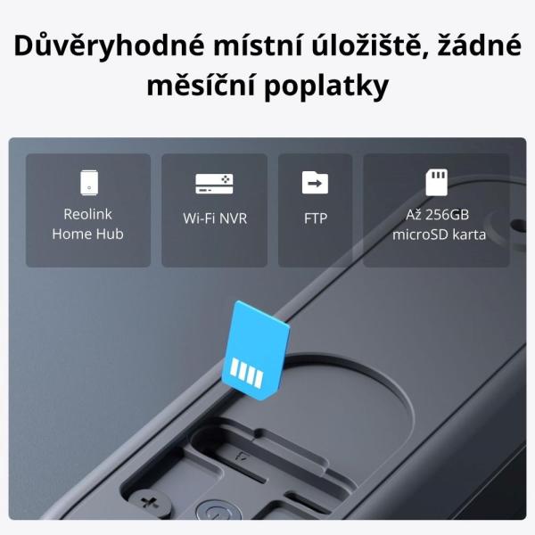 REOLINK bezpečnostní video zvonek D340B + Chime + 64GB microSD6