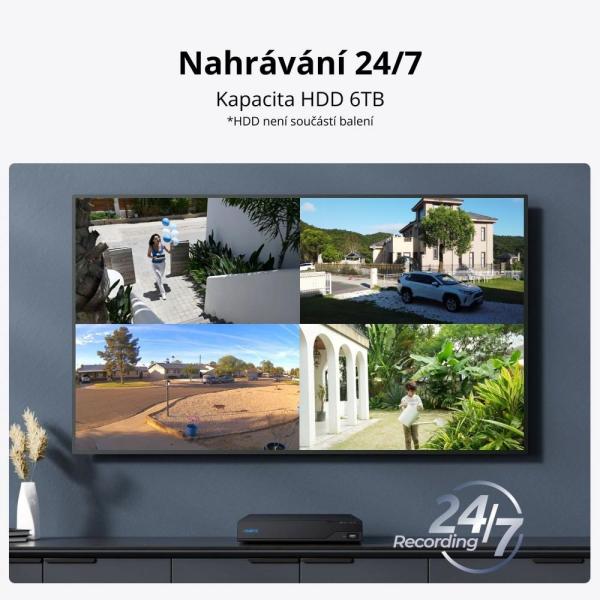 REOLINK bezpečnostní NVR jednotka NVS4, Kapacita až 6TB, 4 Kanálů s 16MP4