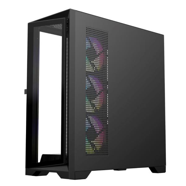 VeinX case GL29AL-BK,  ATX,  Průhledná bočnice,  4x 120mm ARGB Fan,  ARGB Hub,  Černá4