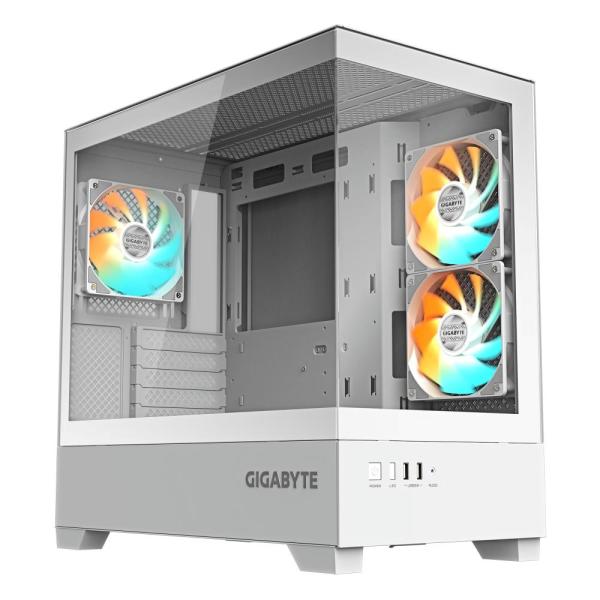 GIGABYTE case GB-C201PI,  Mid tower,  2xUSB 3.0,  3x 120mm ARGB Fan,  bílá