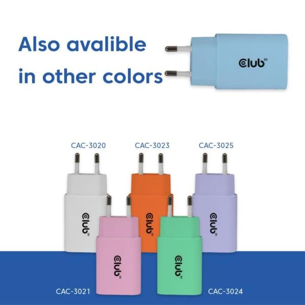Club3D Nabíječka,  USB-C,  Power Delivery 15V/ 2A,  2-pack,  modrá1