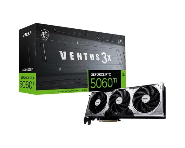 MSI VGA NVIDIA GeForce RTX 5060 Ti 16G VENTUS 3X OC,  RTX 5060 Ti,  16GB GDDR7,  3xDP,  1xHDMI