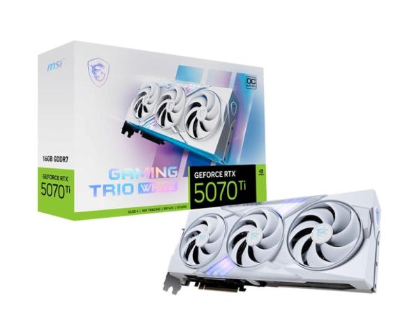 MSI VGA NVIDIA GeForce RTX 5070 Ti 16G GAMING TRIO OC WHITE,  RTX 5070 Ti,  16GB GDDR7,  3xDP,  1xHDMI