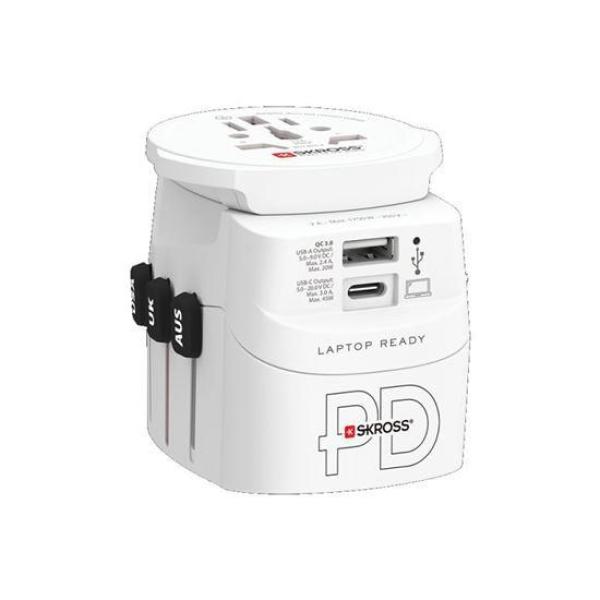 SKROSS cestovní adaptér PRO Light USB AC45PD - World, UK+USA+AUS/CN, univerzální, uzemněný, USB A+C 45W2