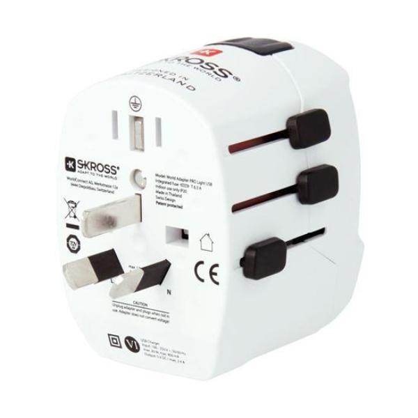 SKROSS cestovní adaptér PRO Light USB AC45PD - World, UK+USA+AUS/CN, univerzální, uzemněný, USB A+C 45W4