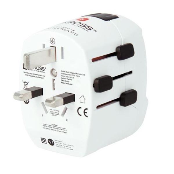 SKROSS cestovní adaptér PRO Light USB AC45PD - World, UK+USA+AUS/CN, univerzální, uzemněný, USB A+C 45W5