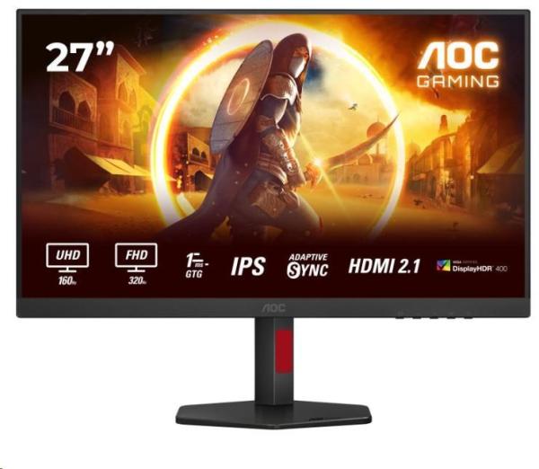 AOC MT 27" U27G4R - IPS, 1920x1080/ 3840x2160,  360/ 160Hz, 1ms, 400cd, 2xHDMI, DP, USBHub, Pivot