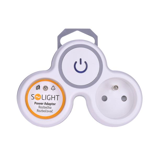 Solight rozbočka, 2x 10A, bílá-šedá, vypínač3