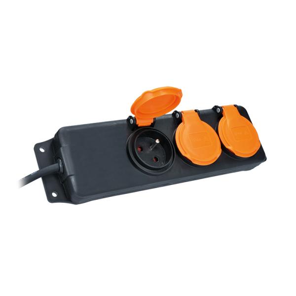 Solight prodlužovací přívod IP44, 3 zásuvky, gumový kabel, venkovní, 10m1
