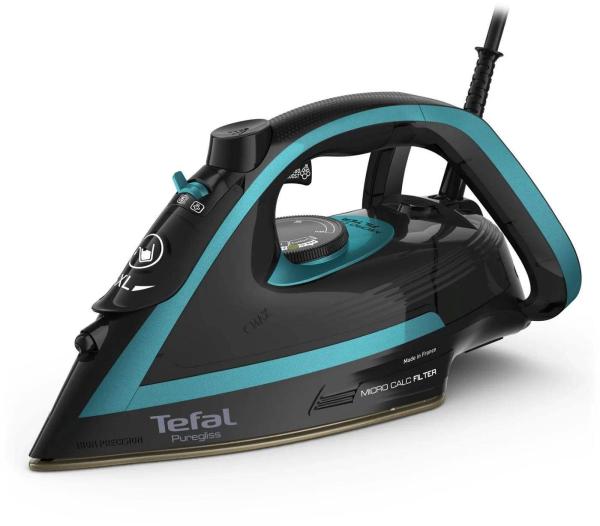 BAZAR - Tefal Puregliss FV8066E0 napařovací žehlička,  3000 W,  anti-drip,  rychlé nahřátí,  tyrkysová - Poškozený obal
