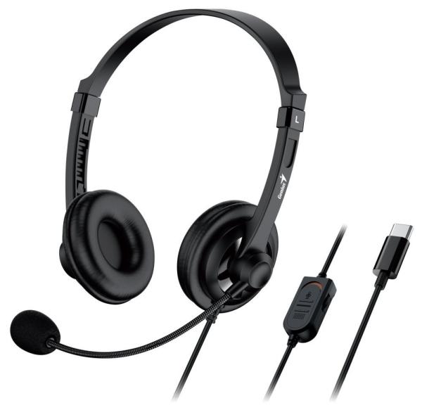 GENIUS sluchátka HS-230U,  USB-C,  černá