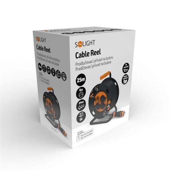 Solight 4z prodlužovací přívod - na bubnu, 25m guma H07RN-F, 3x 2, 5mm2, IP447