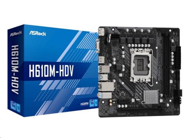 BAZAR - ASRock MB Sc LGA1700 H610M-HDV, Intel H610, 2xDDR4, 1xDP, 1xHDMI, 1xVGA, mATX - Po opravě (Bez příšlušenství)