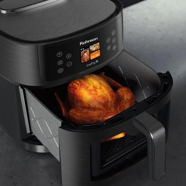 Rohnson InnoFry AI chytrá horkovzdušná fritéza, 1800 W, Wi-Fi, objem 8 l, TFT displej, černá3