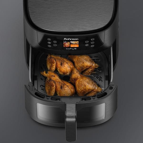 Rohnson InnoFry AI chytrá horkovzdušná fritéza, 1800 W, Wi-Fi, objem 8 l, TFT displej, černá4