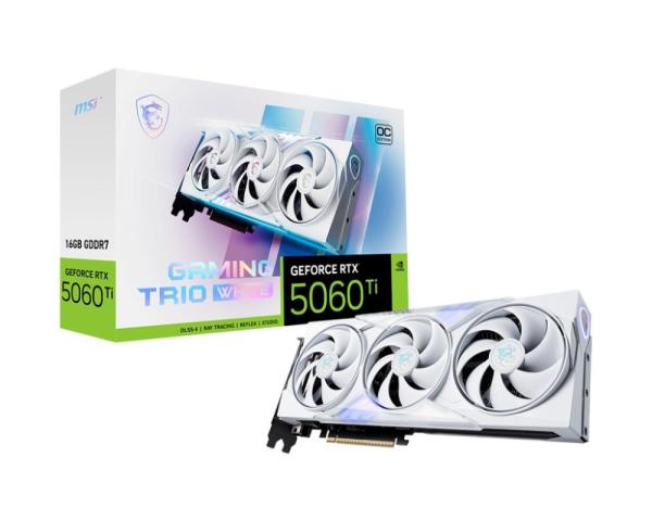 MSI VGA NVIDIA GeForce RTX 5060 Ti 16G GAMING TRIO OC WHITE,  RTX 5060 Ti,  16GB GDDR7,  3xDP,  1xHDMI