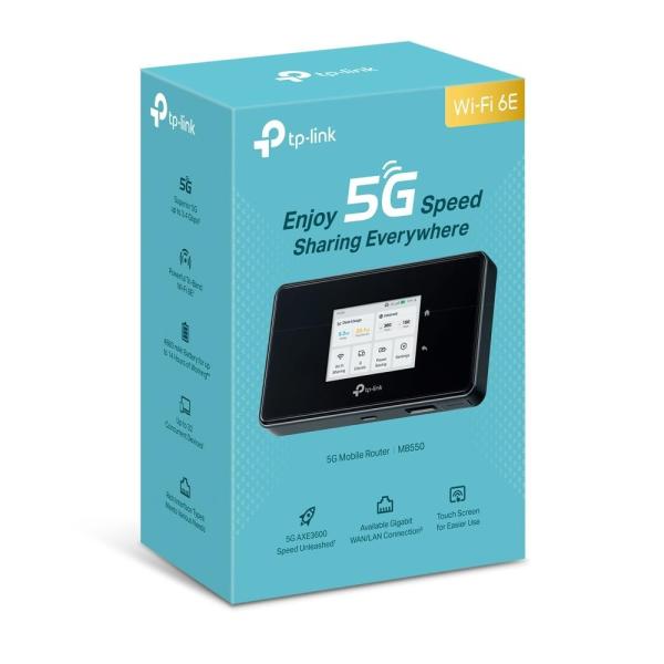 TP-Link M8550 přenosný WiFi6E router (AXE3600,  5G/ 4G LTE, 2, 4GHz/ 5GHz/ 6GHz, 1xGbE, 1xUSB-C, 1xnanoSIM, 1xmicroSD)5