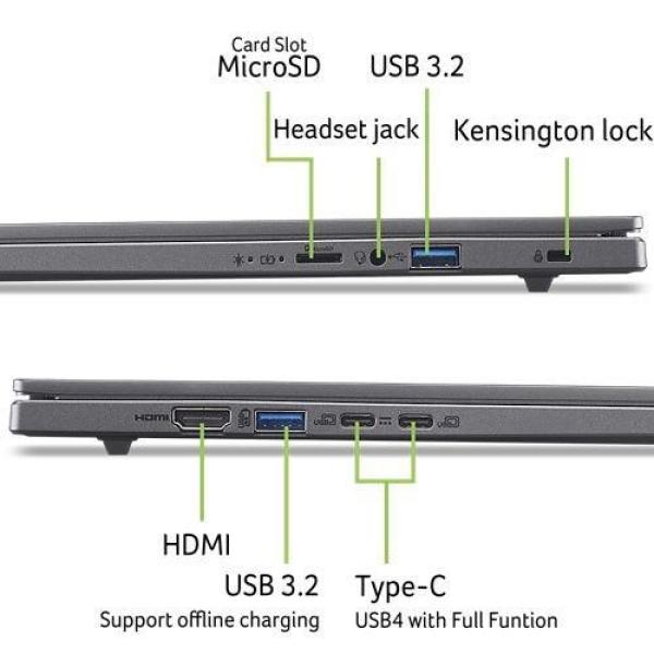 ACER NTB Aspire 16 AI (A16-11M-X18U), QSnapX X1-26100, 16"WUXGA, 16GB, 512GB SSD, QAdreno, W11H, Gray8