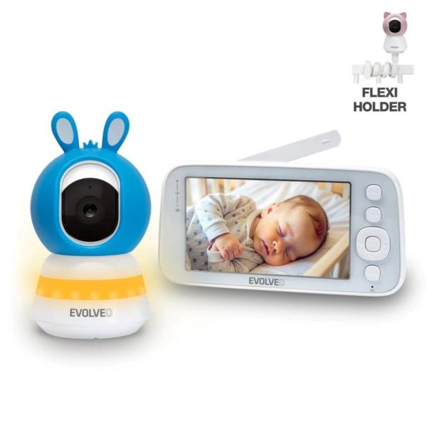 EVOLVEO Baby Monitor N5 - Set videoopatrovateľky s 360 ° dohľadom, obojsmernou komunikáciou a uspávankami, 
