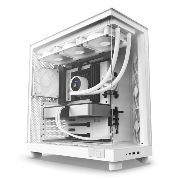 NZXT skříň H6 Flow dvoukomorová /  MidT /  3x120mm fan /  2xUSB 3.2 /  USB-C /  prosklená bočnice i čelo /  bílá