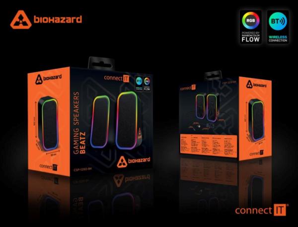 CONNECT IT Reproduktory BIOHAZARD PC, RGB, Bluetooth, 3.5mm, černé3
