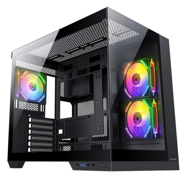 1stCOOL skříň DREAMER,  Mid Tower,  AU,  USB 3.0,  USB-C,  3x 120mm ARGB Fan,  černá