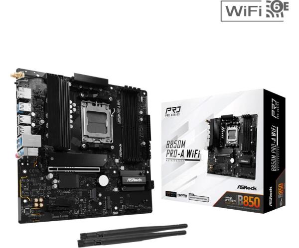 ASRock MB Sc AM5 B850M PRO-A WIFI,  AMD B850,  4xDDR5,  1xDP,  1xHDMI,  WiFi,  mATX