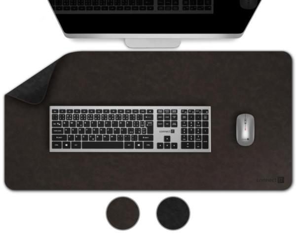 CONNECT IT Podložka pod klávesnici a myš DoubleColor Pad,  900x400,  Černá /  Tmavě hnědá3