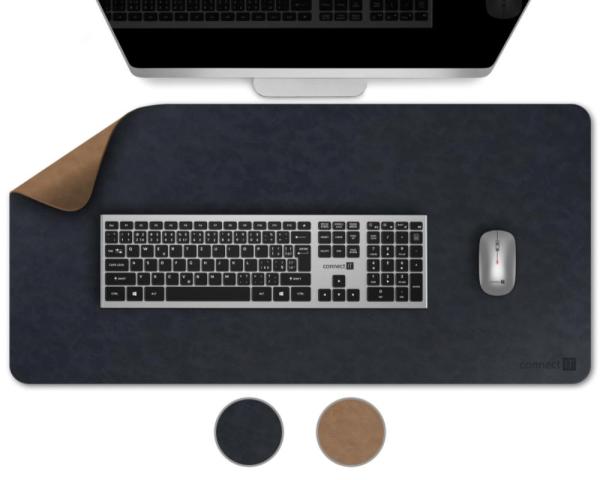 CONNECT IT Podložka pod klávesnici a myš DoubleColor Pad,  900x400,  Modrá /  Světle hnědá3