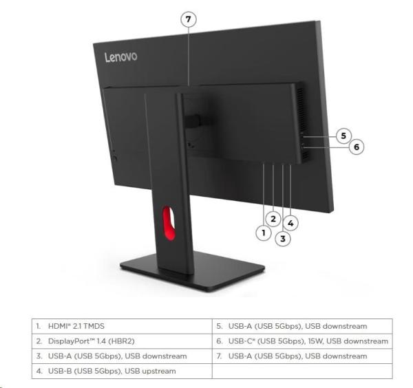 LENOVO LCD ThinkVision T27Q-40- 27", IPS, mat, 16:9, 2560x1440, 178/ 178, 4/ 6ms, 350cd/ m2, 1500:1, DP, HDMI, PIVOT, VESA, 3Y6