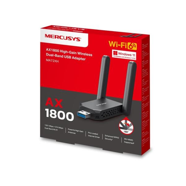 MERCUSYS MA72XH WiFi6 USB adapter (AX1800, 2, 4GHz/ 5GHz, USB3.0)4
