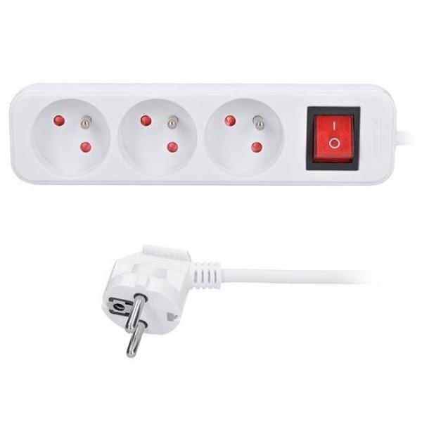 Solight prodlužovací přívod 5m, 3 zásuvky, vypínač, 16A 3680W, PVC, bílý