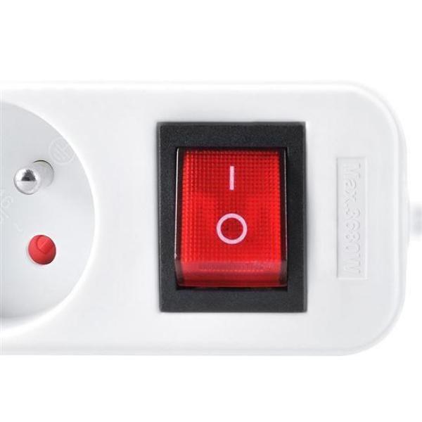 Solight prodlužovací přívod 5m, 3 zásuvky, vypínač, 16A 3680W, PVC, bílý1