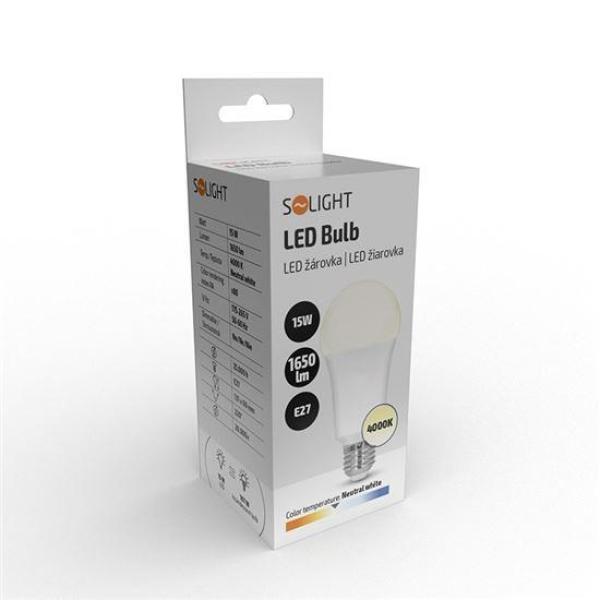 BAZAR - Solight LED žárovka,  klasický tvar,  15W,  E27,  4000K,  220°,  1650lm - Poškozený obal (Komplet)1