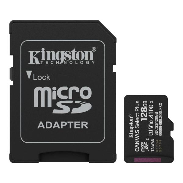 Kingston Canvas Select Plus/ Micro SDXC/ 128GB/ UHS-I U1 / Class 10/ + Adaptér