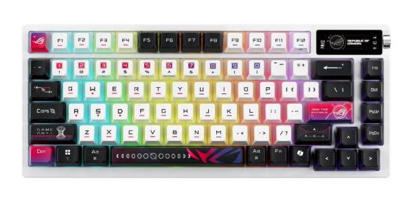 ASUS Klávesnice ROG Azoth X,  Mechanická,  Bezdrátová BT,  RF 2.4GHz,  US,  bílá1