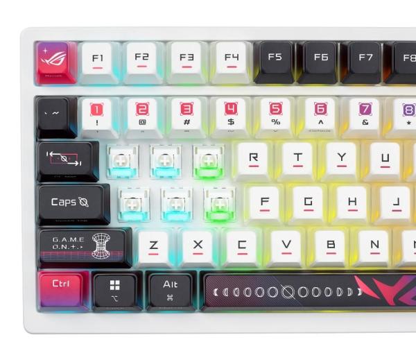 ASUS Klávesnice ROG Azoth X,  Mechanická,  Bezdrátová BT,  RF 2.4GHz,  US,  bílá5