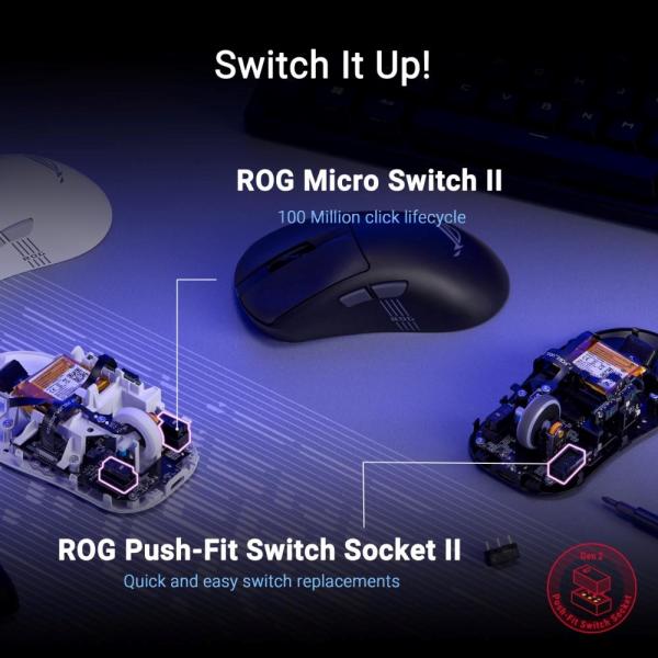 ASUS myš ROG Keris II Origin,  bezdrátová herní myš,  bílá8