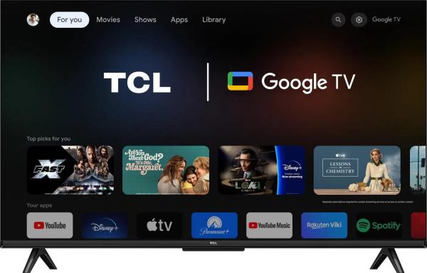 TCL P655 43" TV,  4K Ultra HD,  HDR,  WiFi,  Bluetooth,  Chromecast,  Miracast,  Dolby Digital,  Google TV2